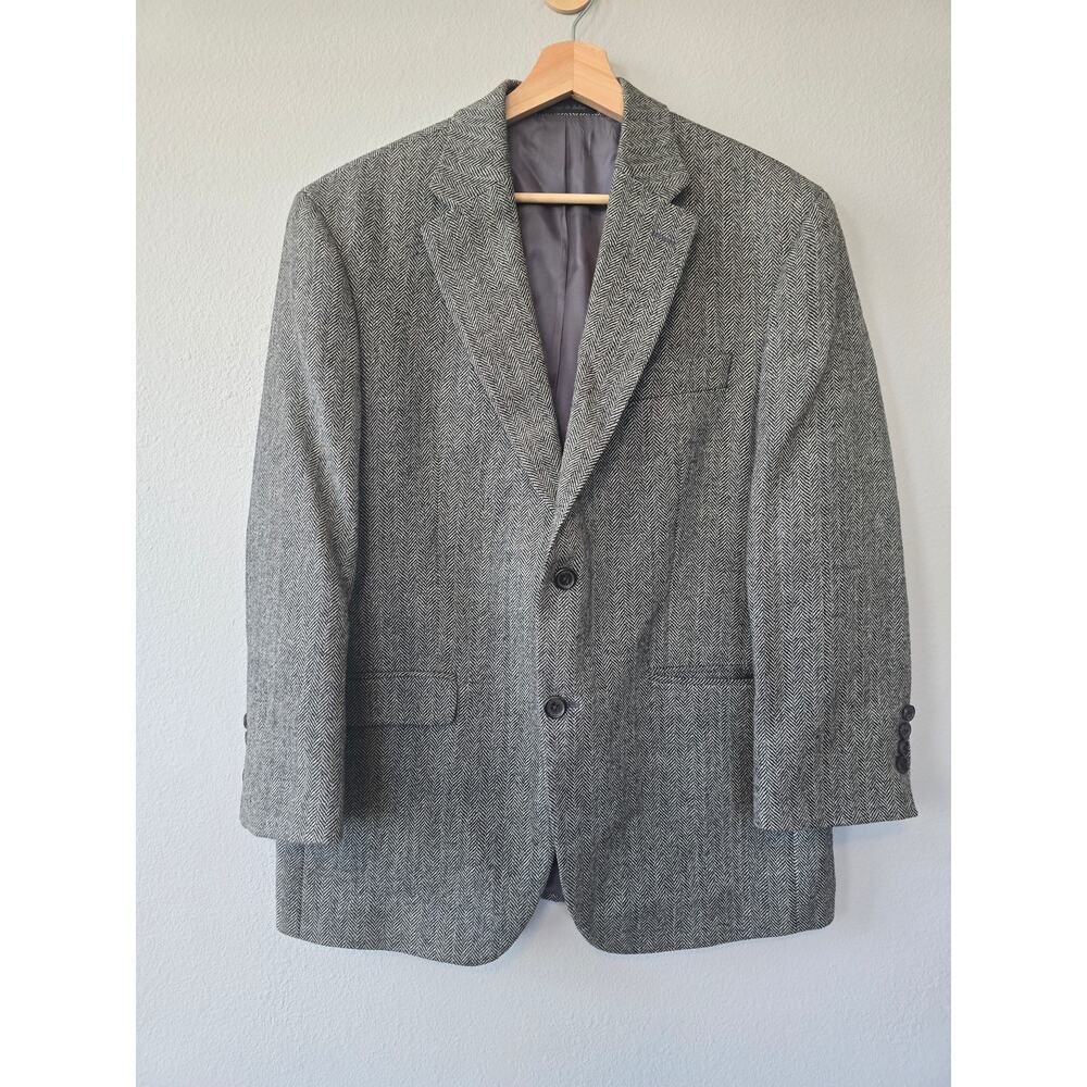 Lauren Ralph Lauren Gray Herringbone Wool Blazer Men's 40s Classic Tweed Preppy
